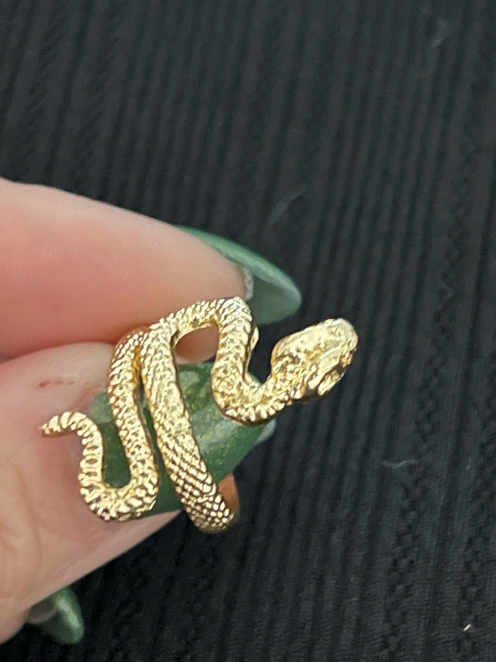 Gold Tone Snake Ring Size 6 Textured Serpent Wrap Statement Jewelry 6-6.5